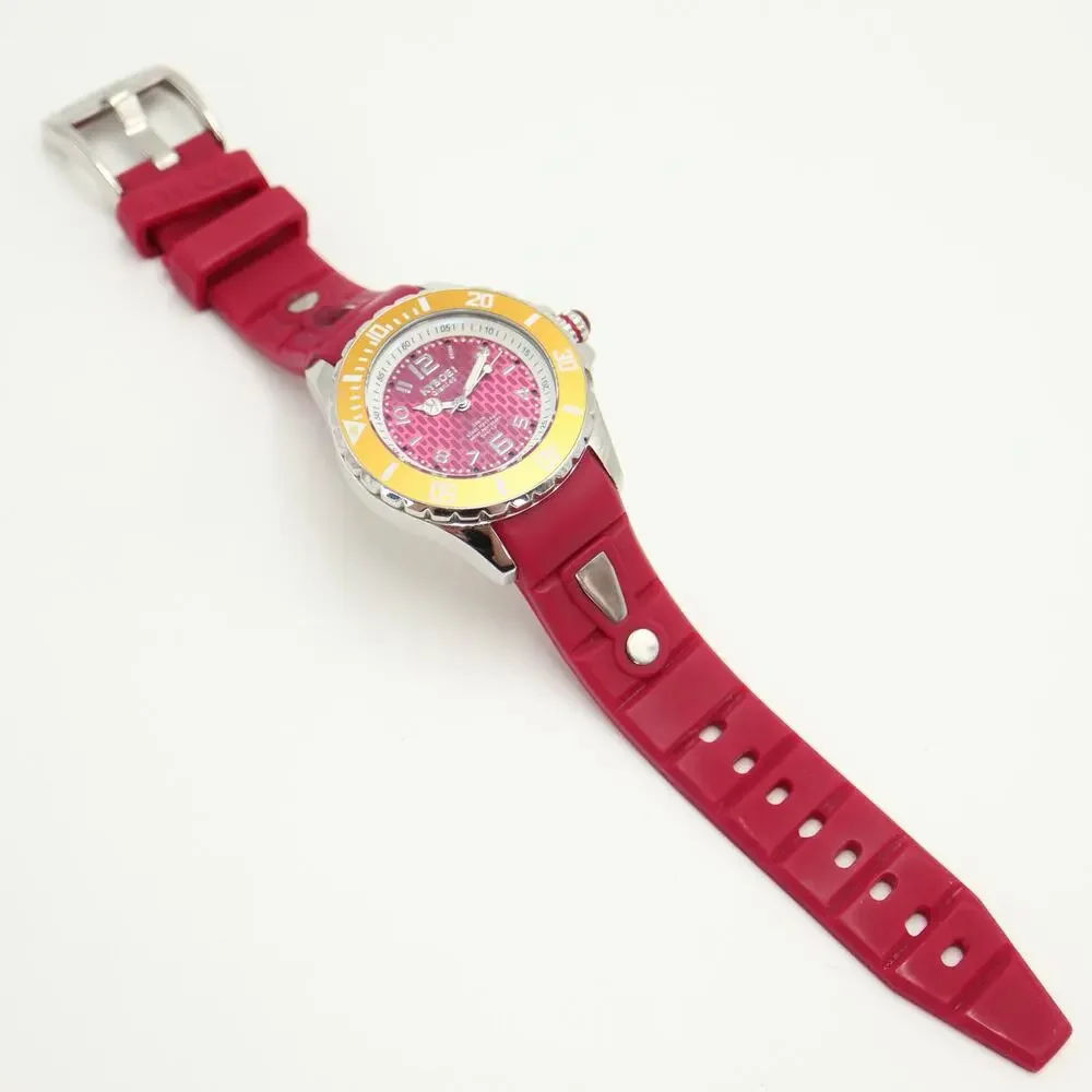 KYBOE! Pink Giant 40mm Yellow Gold Bezel Watch Silicone Strap w New Battery